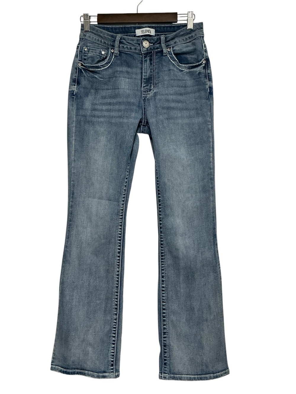 Telepatia Mid-Rise Bootcut Embellished Jeans Size 9/29 - Picture 1 of 13